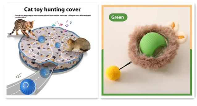 Pelota de juguete PurrPlay autorrodante para gatos